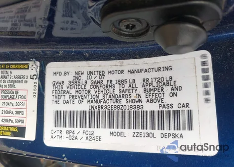 2008 Toyota Corolla S from USA, damaged, VIN 1NXBR32E88Z018383